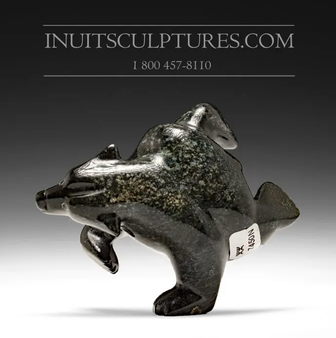 6-Inch Two-Way Diving Bear By Ottokie Samayualie – Innovative Dual-Perspective Carving 1