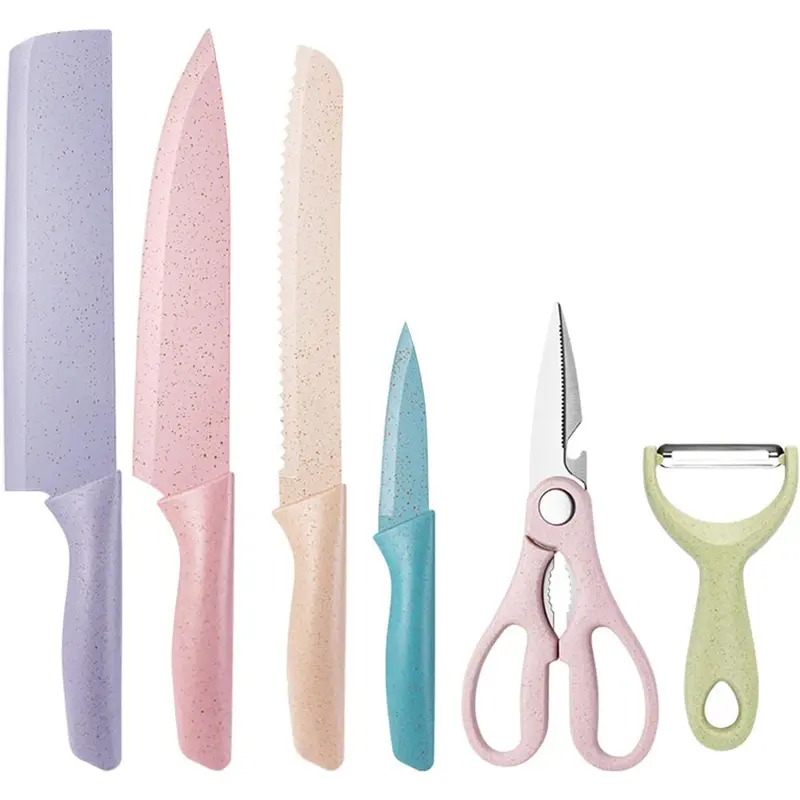 6-Piece Ergonomic Pastel Kitchen Knife Set – Stainless Steel Chef Essentials 1