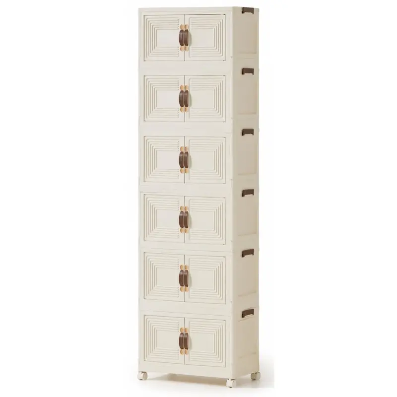 6-Tier Rolling Folding Storage Cabinet – Magnetic-Closure Plastic Organizer With Casters For Vertical Space Saving 1
