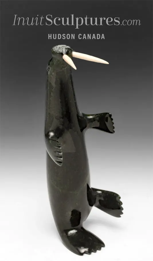 7-Inch Dancing Walrus Carving By David Mikkigak – 'Peg' 1