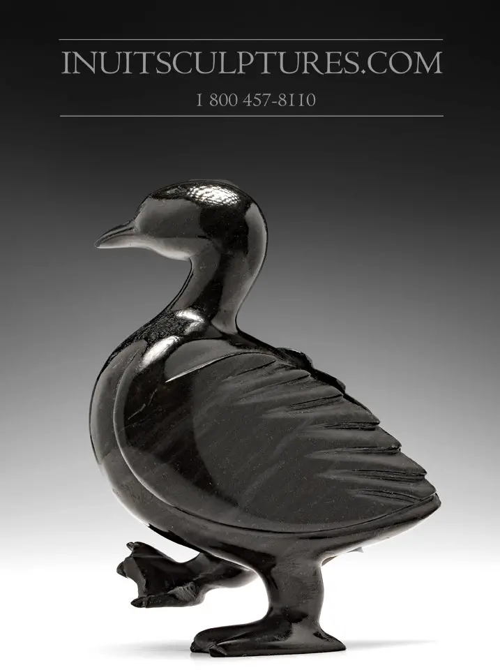 7-Inch Dark Dancing Goose Sculpture By Pudlalik Shaa 1