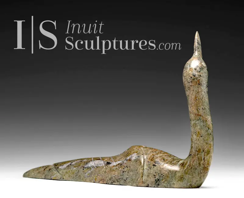 7-Inch Elegant Swan Carving By Ning Ashoona – 'Sleek Beauty' 1