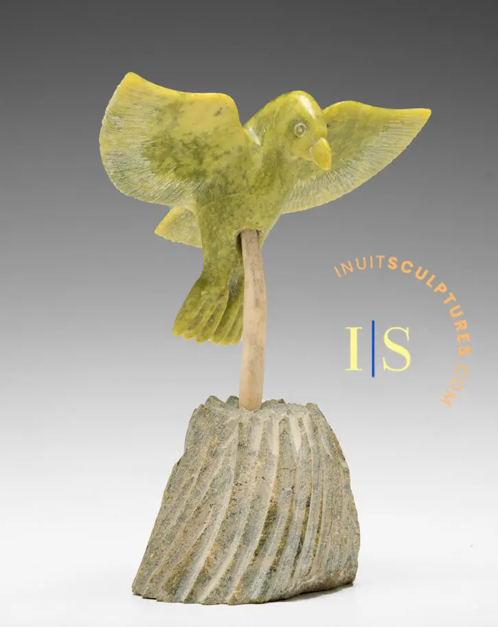 7-Inch Flying Bird Sculpture By Mark Pitseolak – 737-Max Edition, Dynamic Avian Carving 1