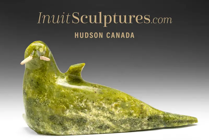 7-Inch Walrus Sculpture By Peter Aningmiuq – Wallace Series, Traditional Inuit Marine Mammal Art 1