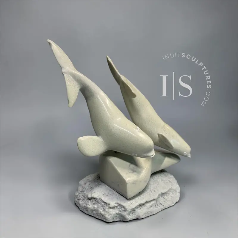 8-Inch Beluga Whale Pair Sculpture By Killiktee Killiktee – 'Coupled' 1