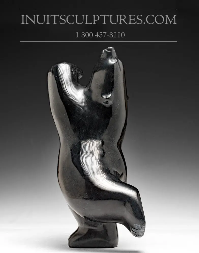 8-Inch Black Dancing Bear Carving By Johnny Manning 1