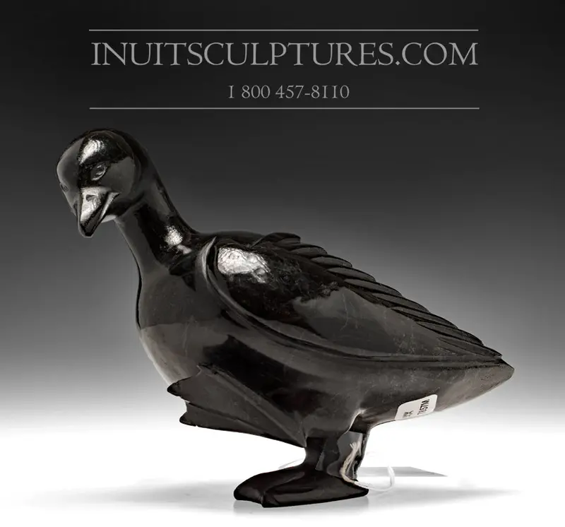 8-Inch Black Dancing Goose Figurine By Pudlalik Shaa 1