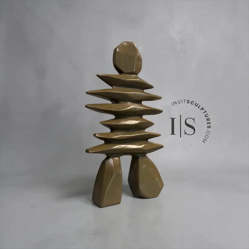 8-Inch Bronze-Inspired Inukshuk By Joe Sala – 'Bronze Age Warrior' 1
