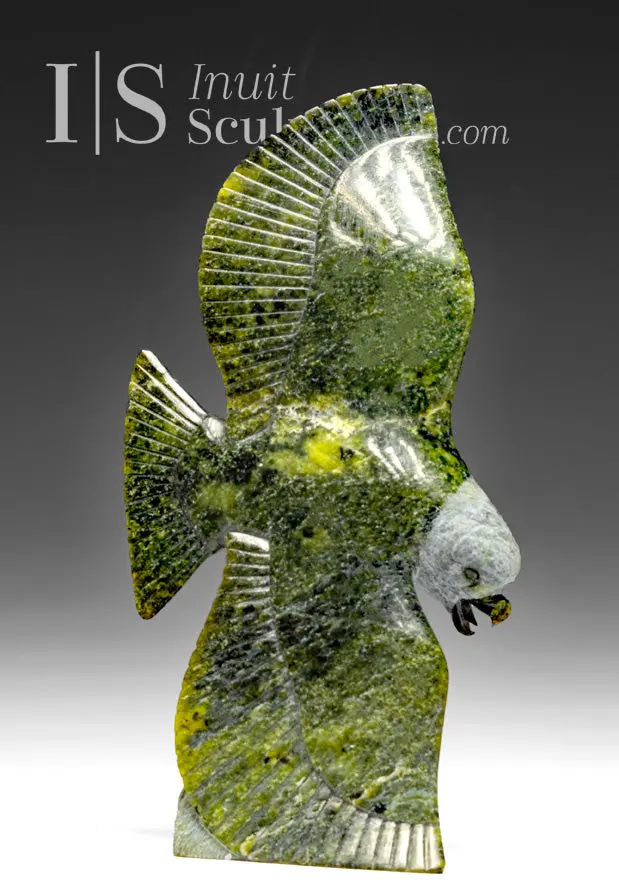 8-Inch Eagle With Fish Carving By Pits Qimirpik – In Flight Lunch Interpretation 1