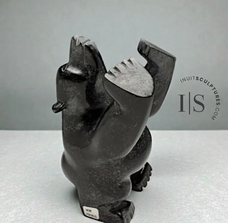 8-Inch Four-Position Dancing Bear By Moe Pootoogook – 'Push Me Away' 1