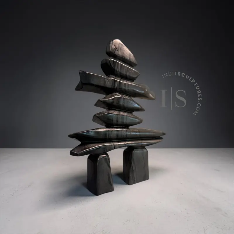 8-Inch Inukshuk Statue By Sam Kavik – 'Pinnacle Of Strength' 1
