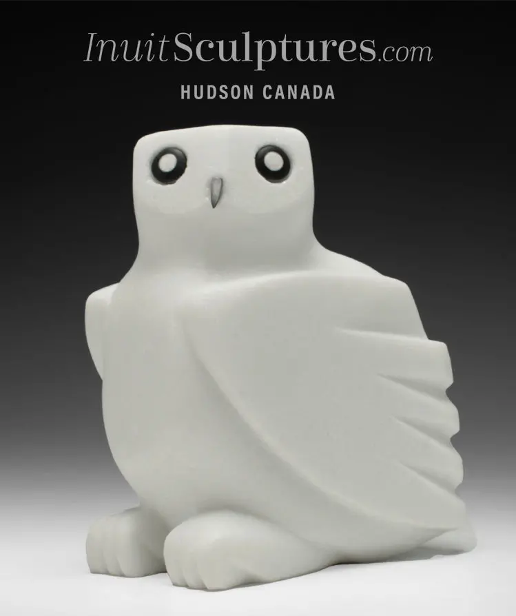 8-Inch Snowy Owl Sculpture By Sam Qiatsuk – 'Vanilla Ice Cream' 1