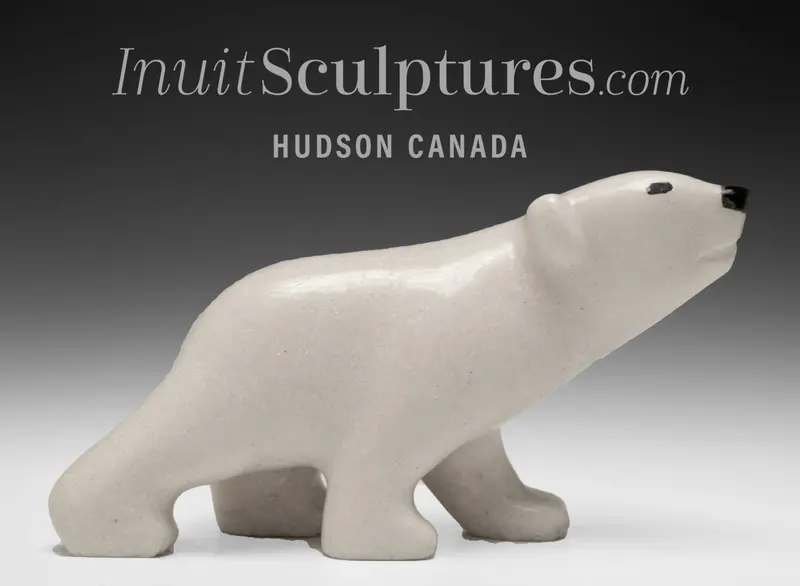 8-Inch Walking Bear Carving By Guy Uniuqsaraq – 'Vanilla Milkshake' 1