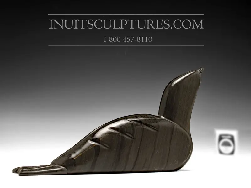 9-Inch Black Bird Carving By Mina Eyaituq 1