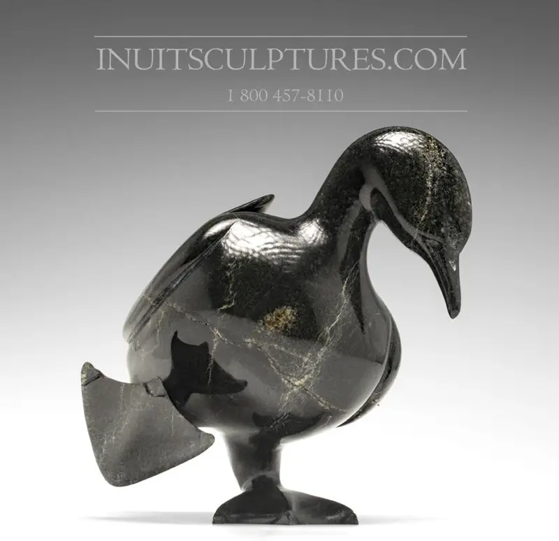 9-Inch Dark Dancing Goose Sculpture By Pudlalik Shaa 1