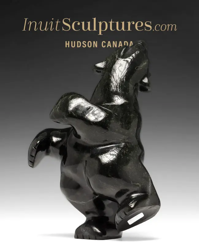 9-Inch Dual-Motion Dancing Bear By Ottokie Samayualie – 'Coal' 1