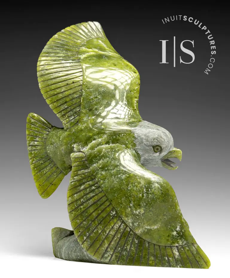 9-Inch Eagle With Fish Sculpture By Pits Qimirpik – Limited Edition 'Eagle Eye' 1
