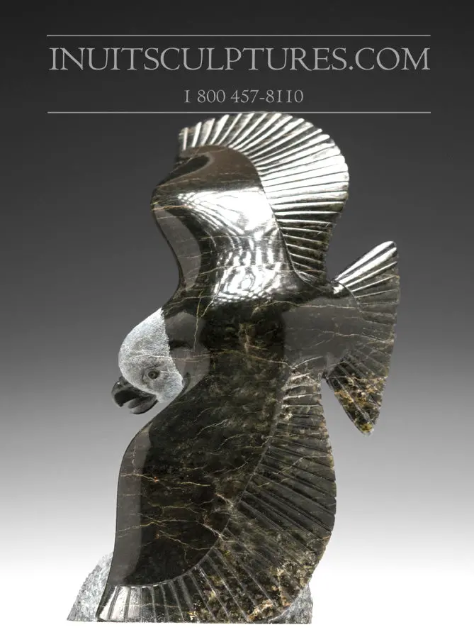 9-Inch Eagle With Fish Sculpture By Pitseolak Qimirpik 1