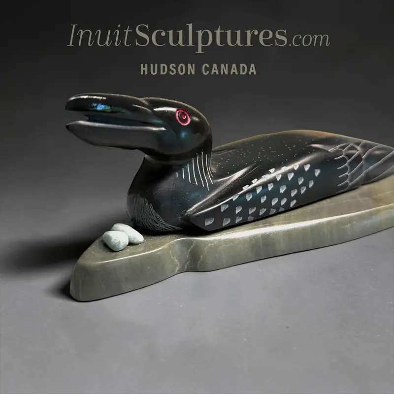 9-Inch Loon Carving By Isaac Amitook – 'Watch Your Step' Wildlife Series 1