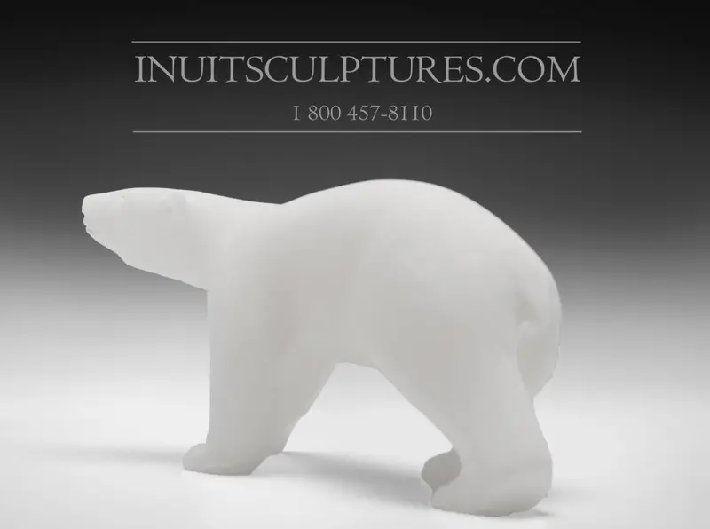 9-Inch Regal Polar Bear Carving By Bill Nasogaluak 1