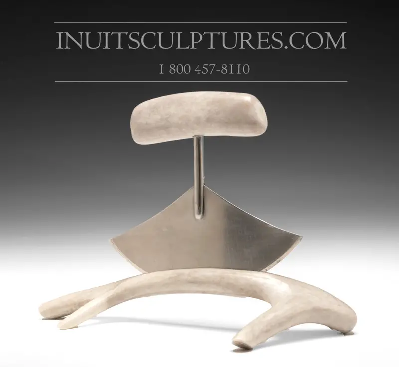 9-Inch Ulu Knife On Caribou Bone Handle By Danny Okpik – Functional Inuit Craft 1