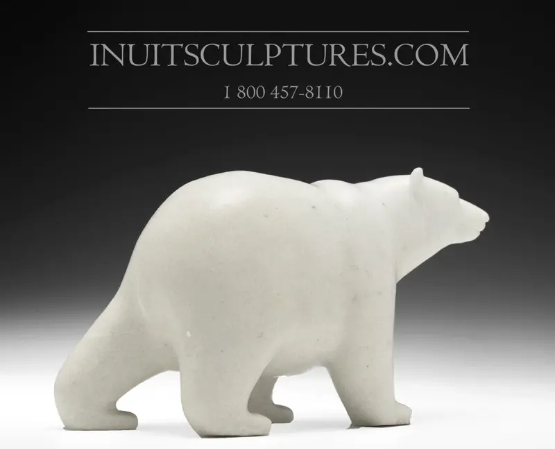 9-Inch White Marble Walking Bear By Tim Pee 1