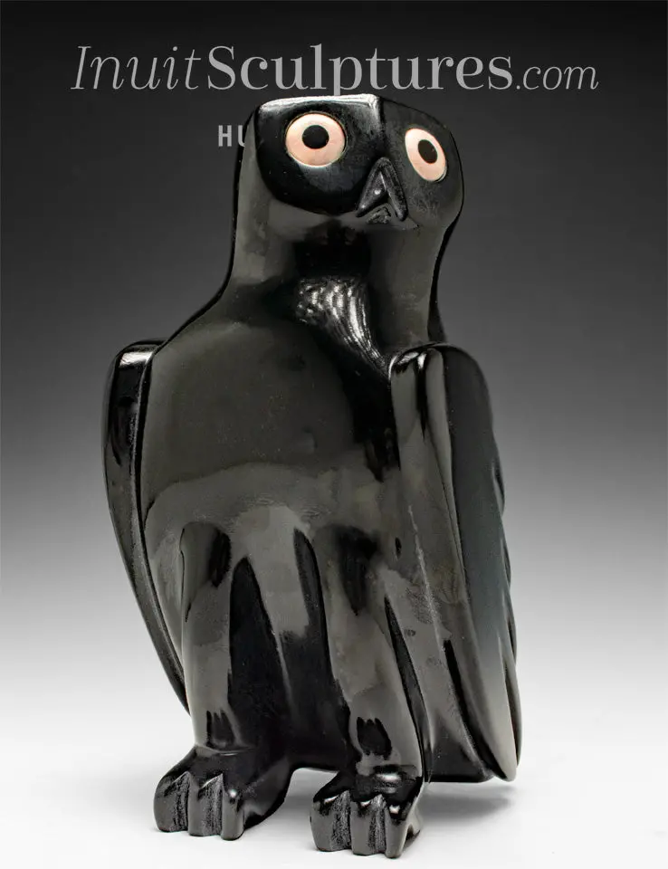 9" Signature Owl Sculpture By Sam Qiatsuk — 'Midnight Hour' 1