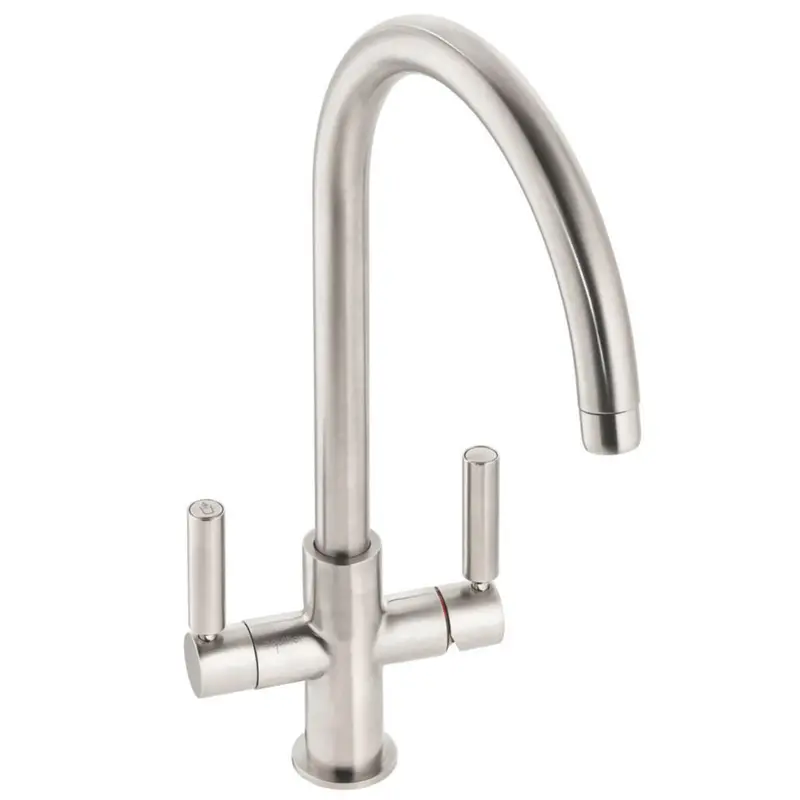 Abode 3-Way Monobloc Kitchen Filter Tap – Brushed Nickel Double-Lever Design 1