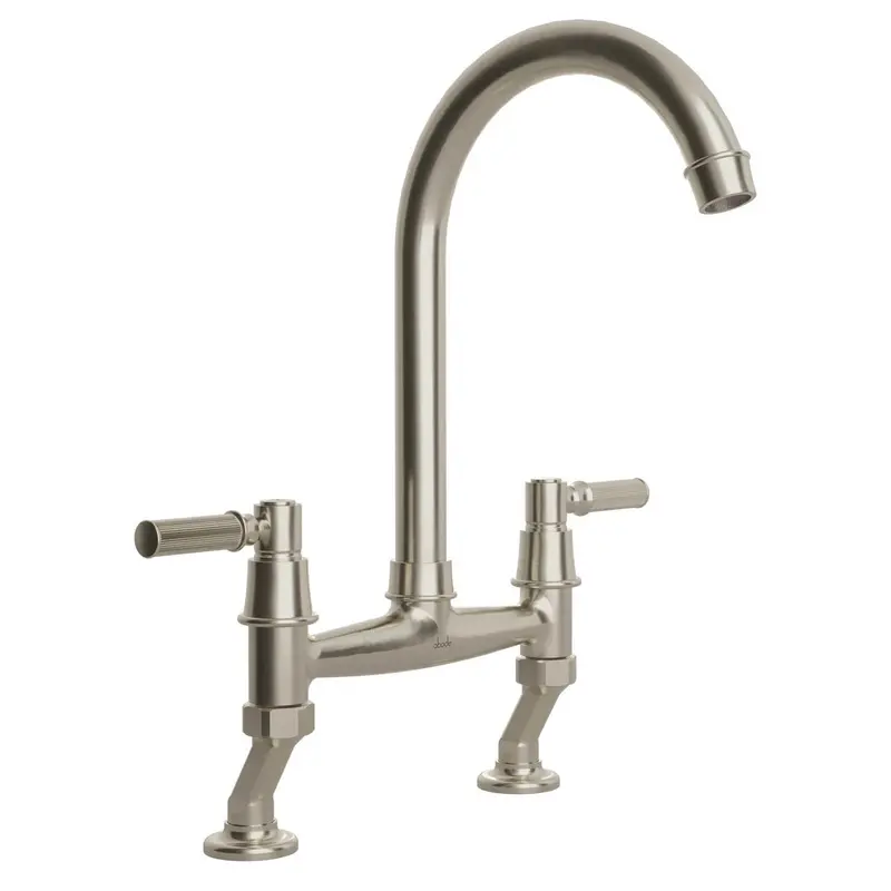 Abode Dual-Lever Kitchen Sink Mixer Tap In Nickel Effect With Swivel Spout 1