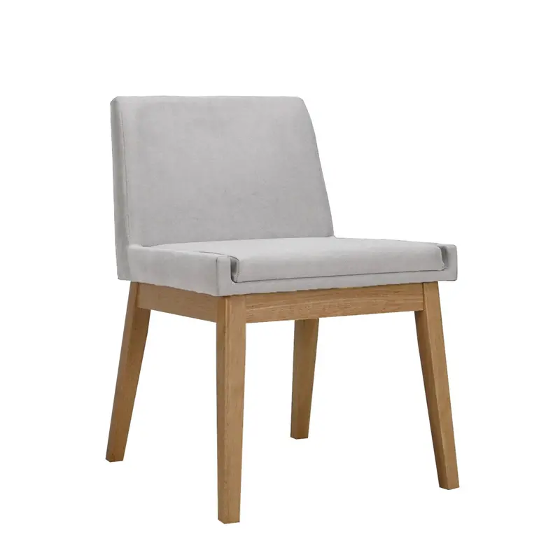 Adel Oak-Finished Side Chair With Light Grey Fabric Upholstery 1