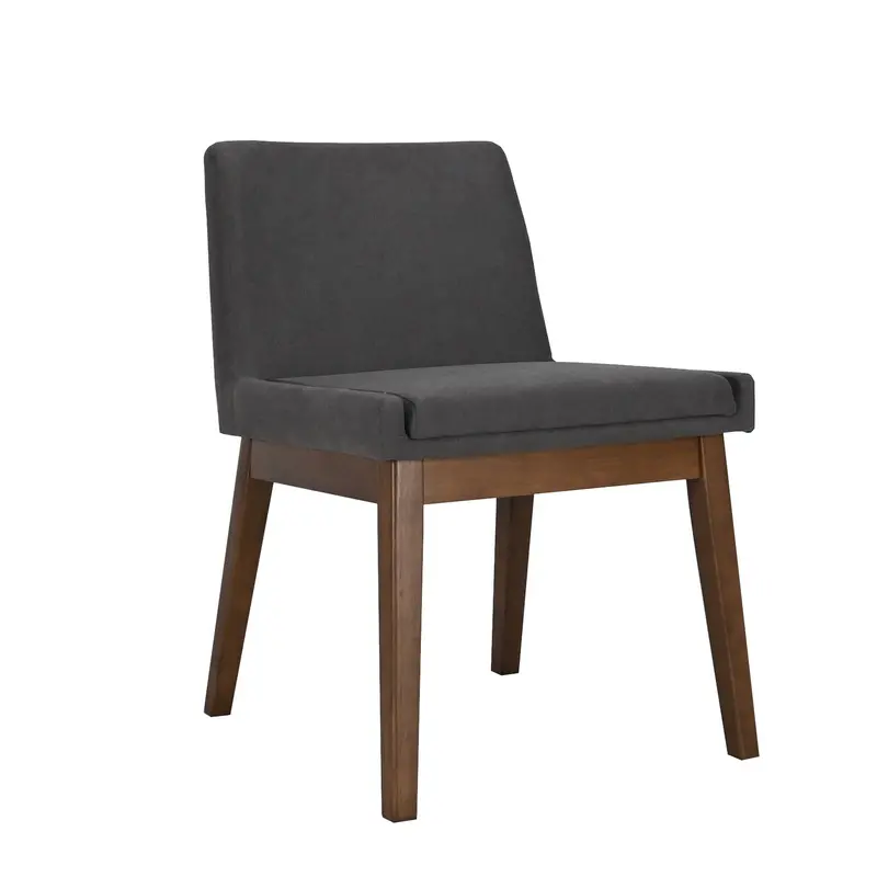 Adel Walnut-Finished Side Chair With Dark Grey Fabric Upholstery 1