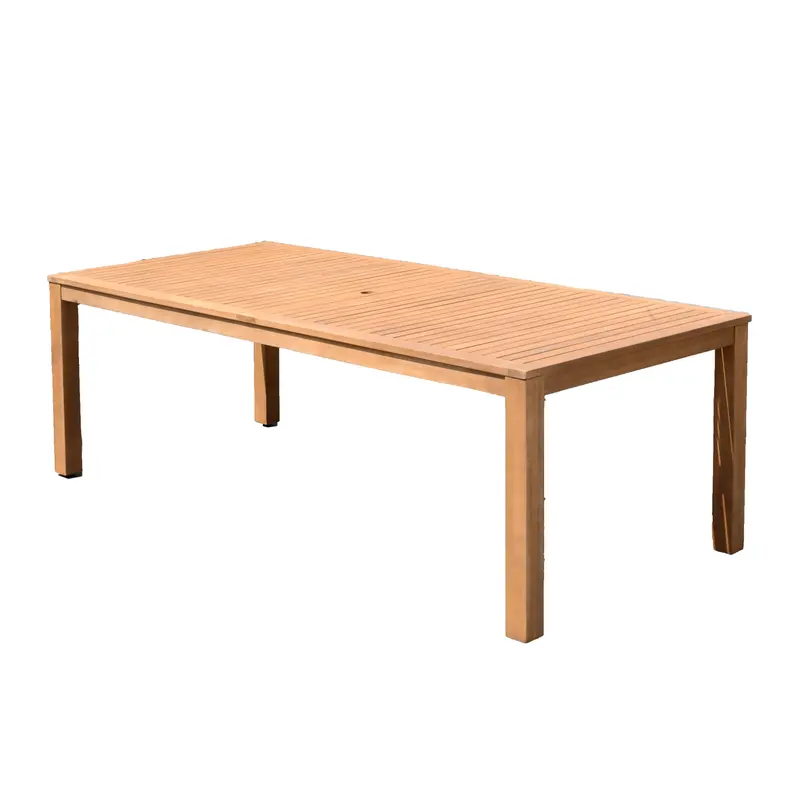 Alama Rectangular Table With Teak-Finish Solid Wood Top 1