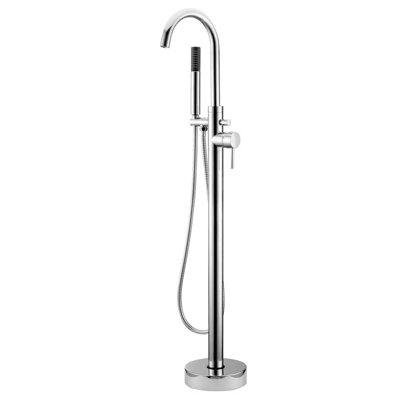 Aquadry Oria Floor-Mounted Bath Tap & Shower Mixer – Chrome Effect, Freestanding Design 1