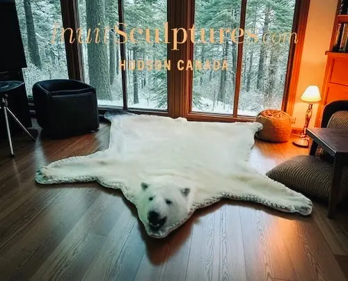 Authentic Vintage Polar Bear Hide Rug – Natural Fur Accent Piece 1