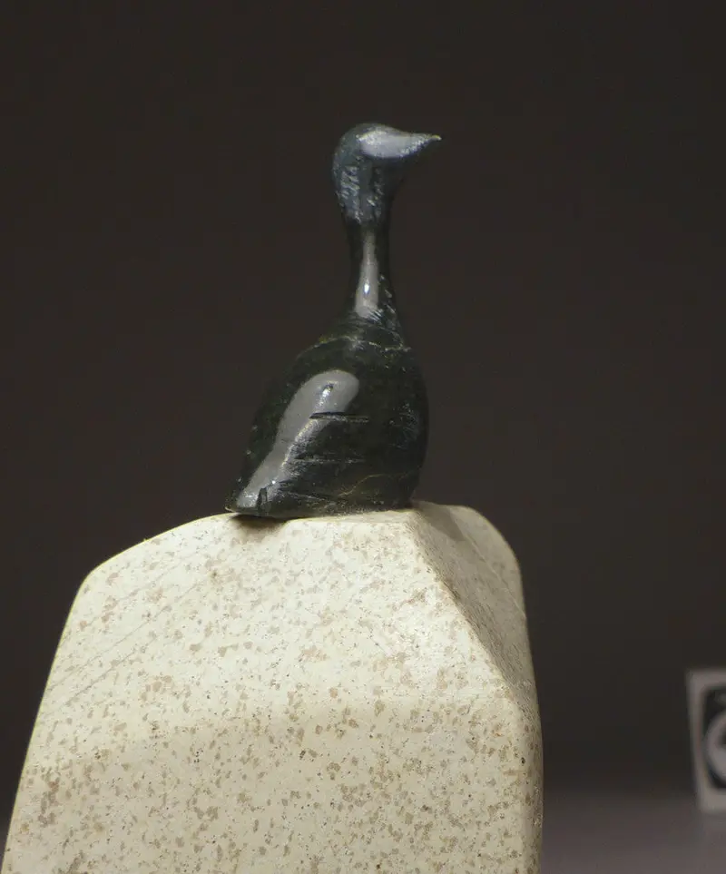 Bird On Cliff Miniature Sculpture By Mark Pitseolak 1