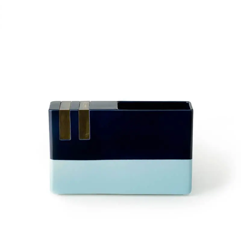 Bitossi Dim-3 Two-Tone Vase In Matte Black And Light Blue 1