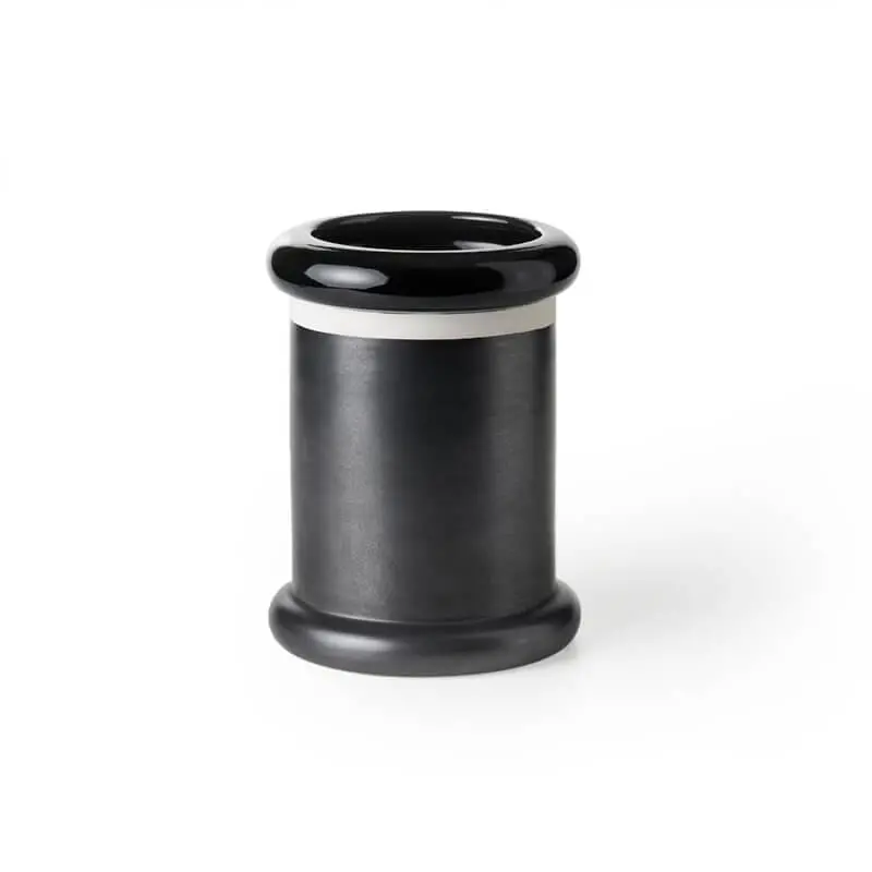Bitossi Ettore Sottsass Minimalist Black Cylinder Vase 1