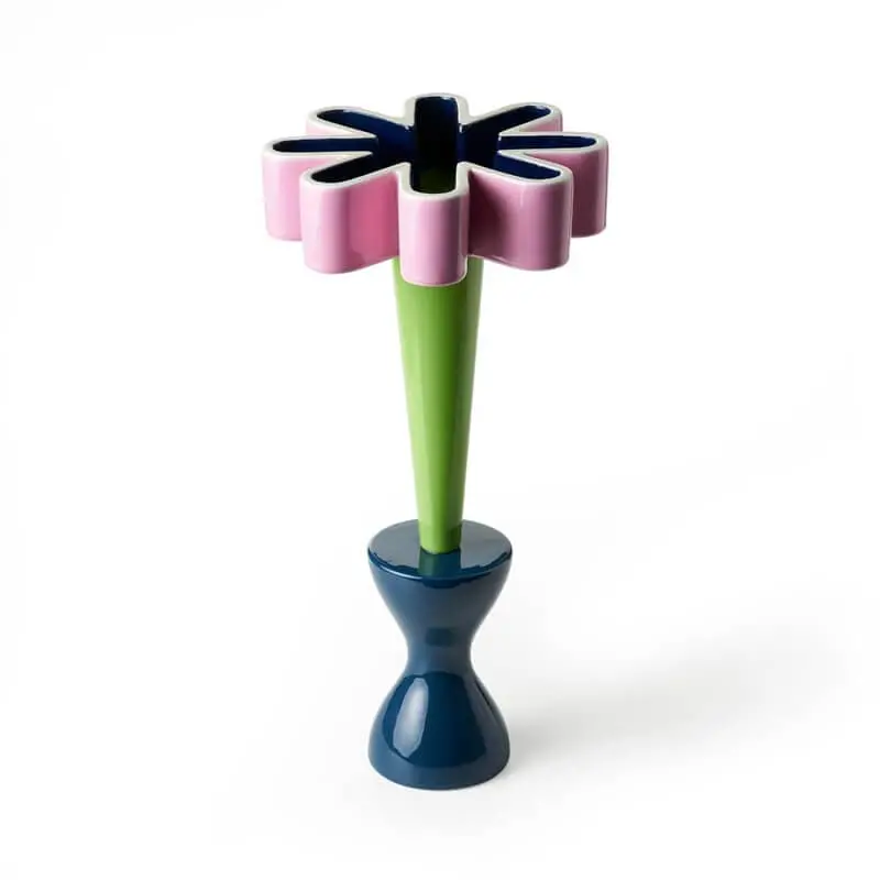 Bitossi Krv-2 Tri-Colored Ceramic Vase (Pink, Green, Blue) 1