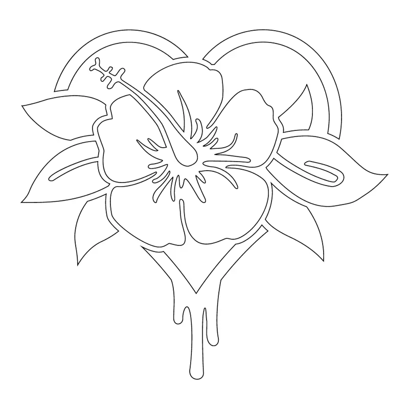 Bleeding Heart Hibiscus Illustration – 5-Inch Art 1