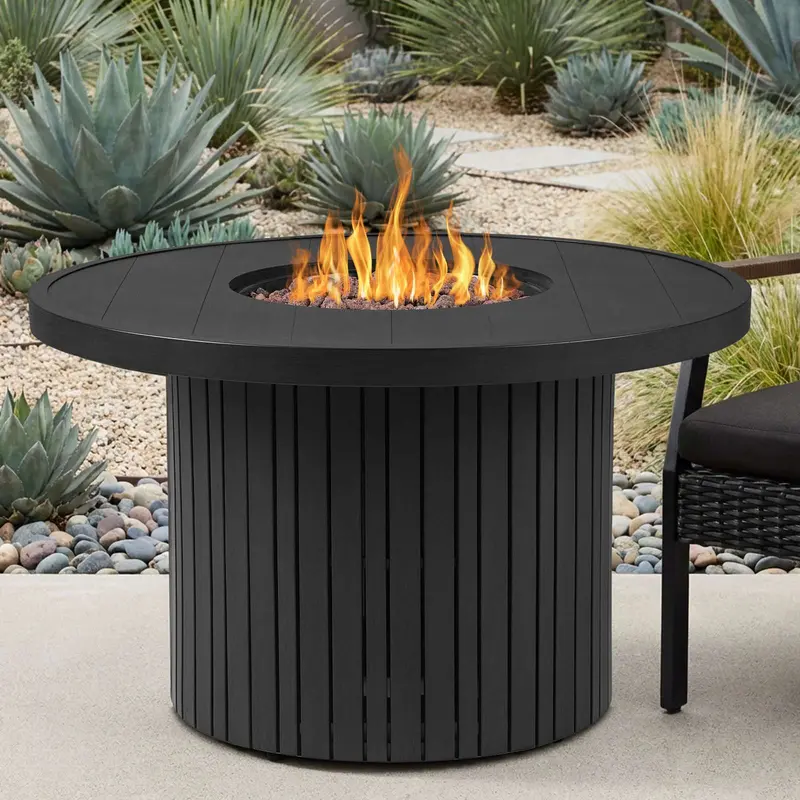 Calvin 44-Inch Round Propane Fire Pit Table With Concealed Tank By Real Flame 1