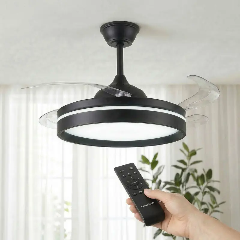 Ceiling Fan With Integrated Led Light, 4 Retractable Blades & Remote – Innovagoods 1