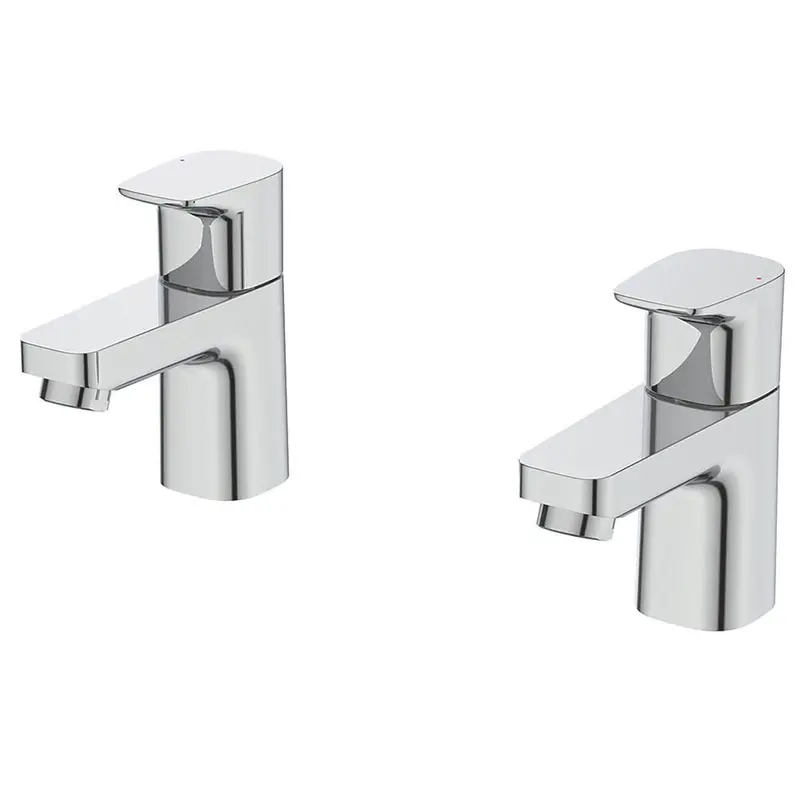 Chrome Pillar Basin Taps – Cloakroom Pair, 116Mm Spacing, Hot/Cold Dual Lever 1