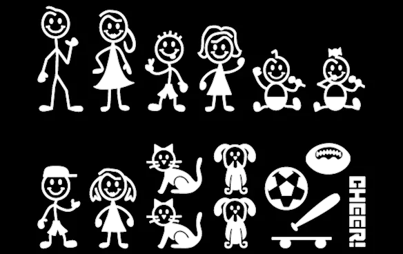 Classic Stick Figure Pack – 12 X 4 Inches 1