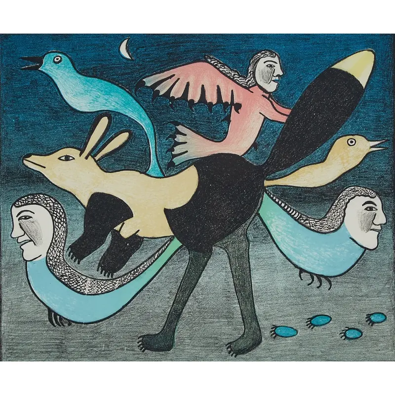 Collectible 1989 Print By Kenojuak Ashevak, 'Spirits At Night' 1