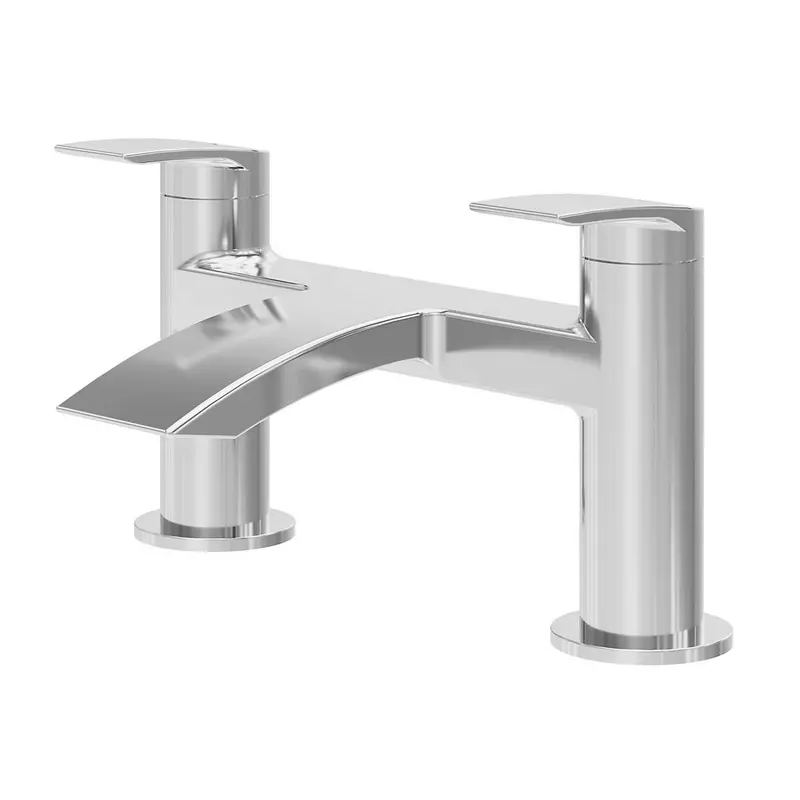 Contemporary Gloss Chrome Bath Filler Mixer – Lever-Operated Waterfall Spout Faucet 1