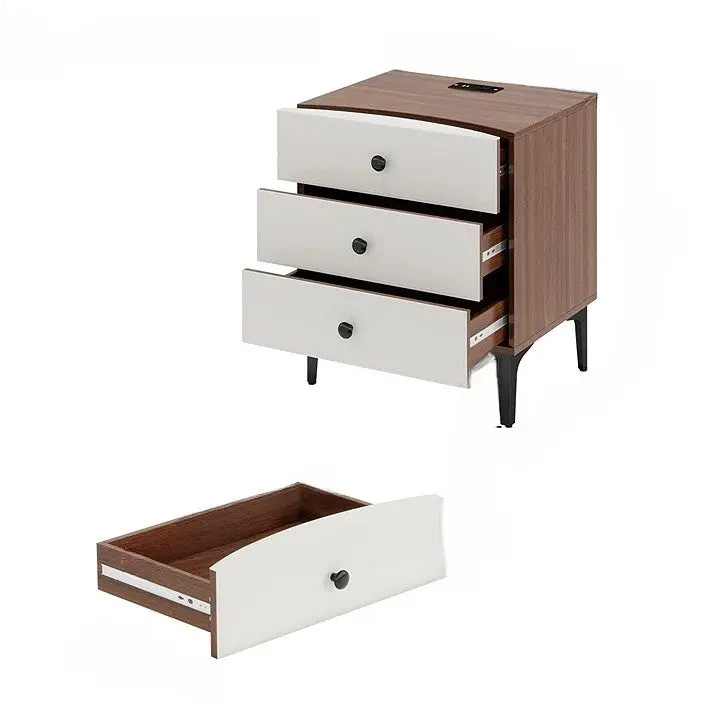 Contemporary Wood Nightstand With 3 Soft-Close Drawers & Integrated Charging Hub – Includes Ac Socket, Usb-A, And Usb-C For Bedroom Or Living Room Use 1