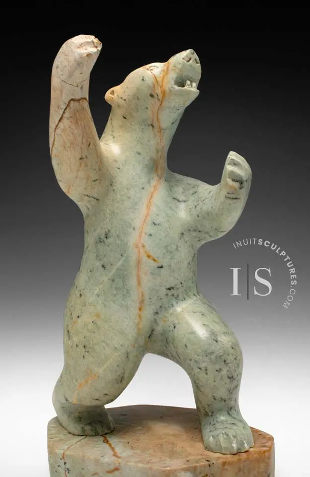 Dancing Bear – Vintage 14" Sculpture By Bill Nasogaluak, Titled 'Courageous Heart' 1