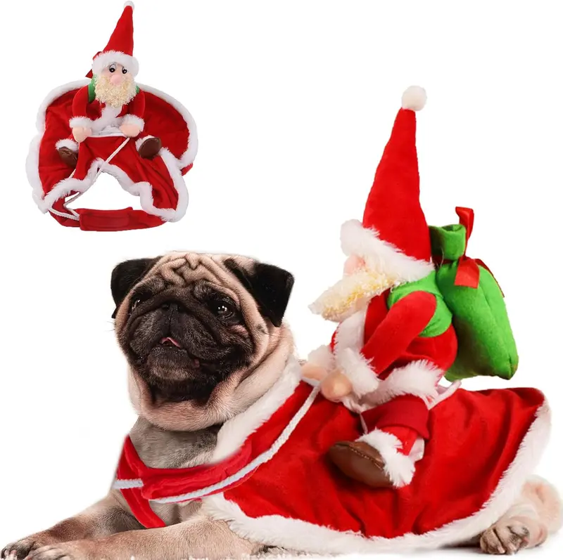 Delifur Santa-Themed Dog Costume – Festive Riding-Outfit For Pets (Large) 1