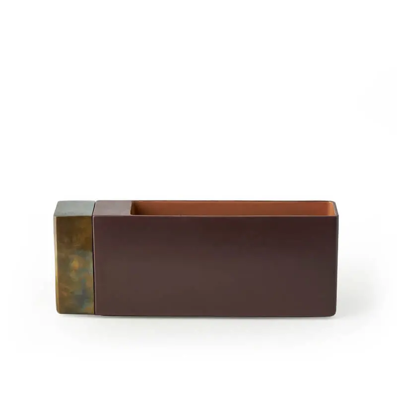 Dimorestudio For Bitossi Rectangular Brass Vase 1