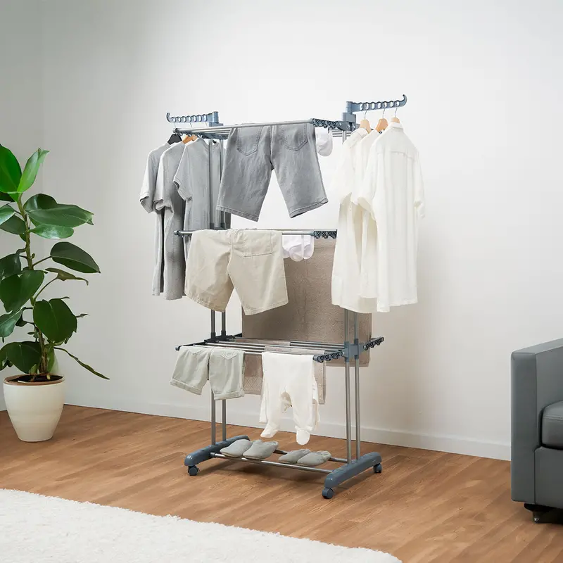 Dolver Compact Foldable Vertical Clothes Drying Rack – 24-Bar Wheeled Design By Innovagoods 1